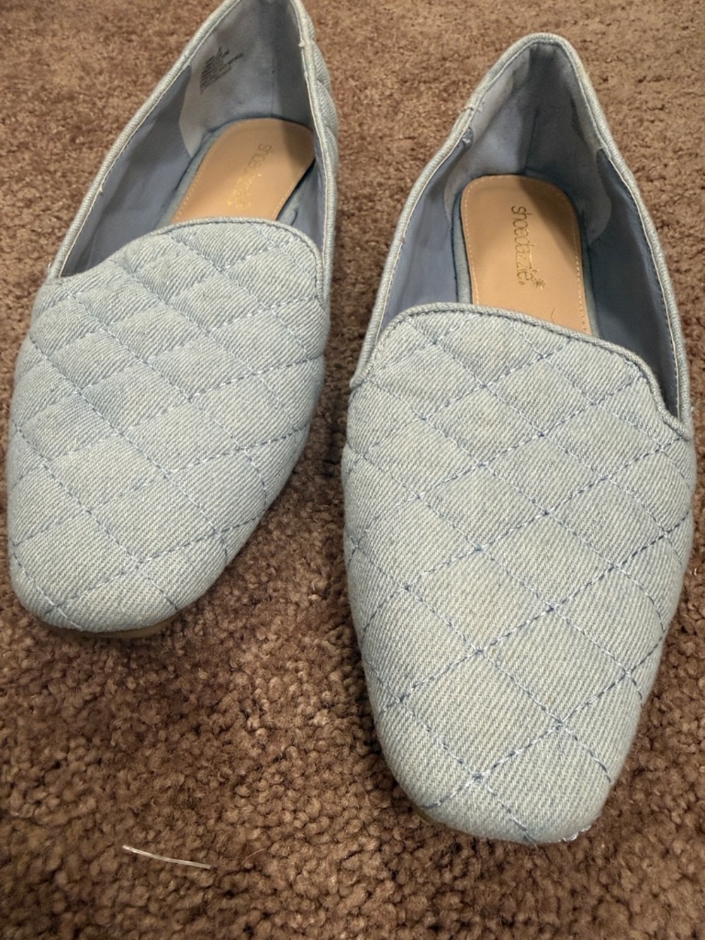 Shoe Dazzle Quilted Pale Blue Slip-On Loafers - Picture 4 of 7